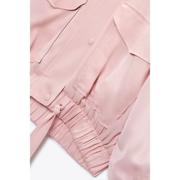 NWT Zara Pocketed Flowy Jacket in Pale Pink, Size Medium - Picture 10 of 15